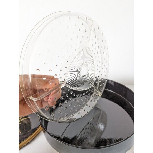 Otagiri Japan Black Hand Crafted Candy Relish Serving Tray Trinket Tray 9" Vntg - Picture 6 of 8